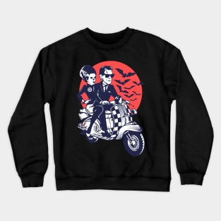 Ska-lloween Man and Women Driving Scooter at Halloween Crewneck Sweatshirt